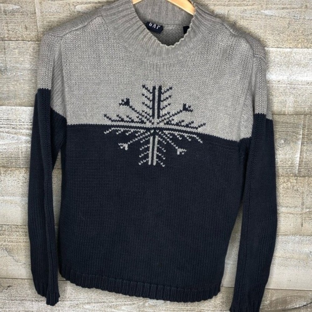 Gap medium vintage 90s snowflake chunky colorblock sweater winter holiday